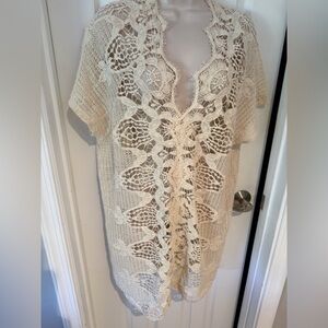 Joe Fresh Cream Crochet Lace Tunic coverup in S/P